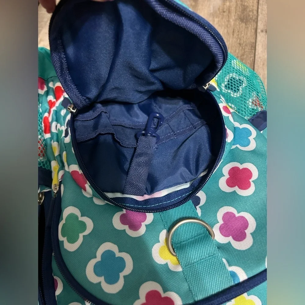PB Teen Gear-Up model  Pottery Barn Teen Turquoise Backpack Multicolor Clover